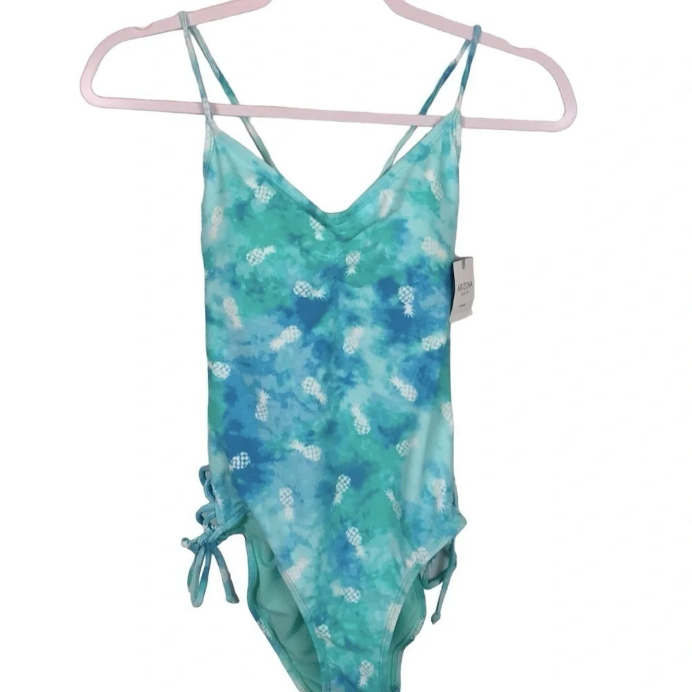 Arizona Jean Co NWT‎ Tie Dye Pineapple Print Cut Out Swimsuit Size M